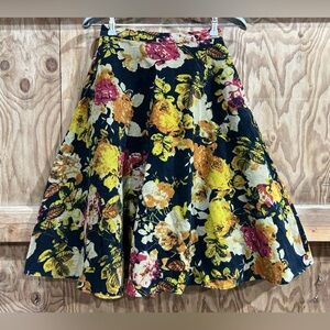 Tatyana In Bloom Floral A-Line Midi Skirt Autumn 40s 50s Style Inspired Size XS